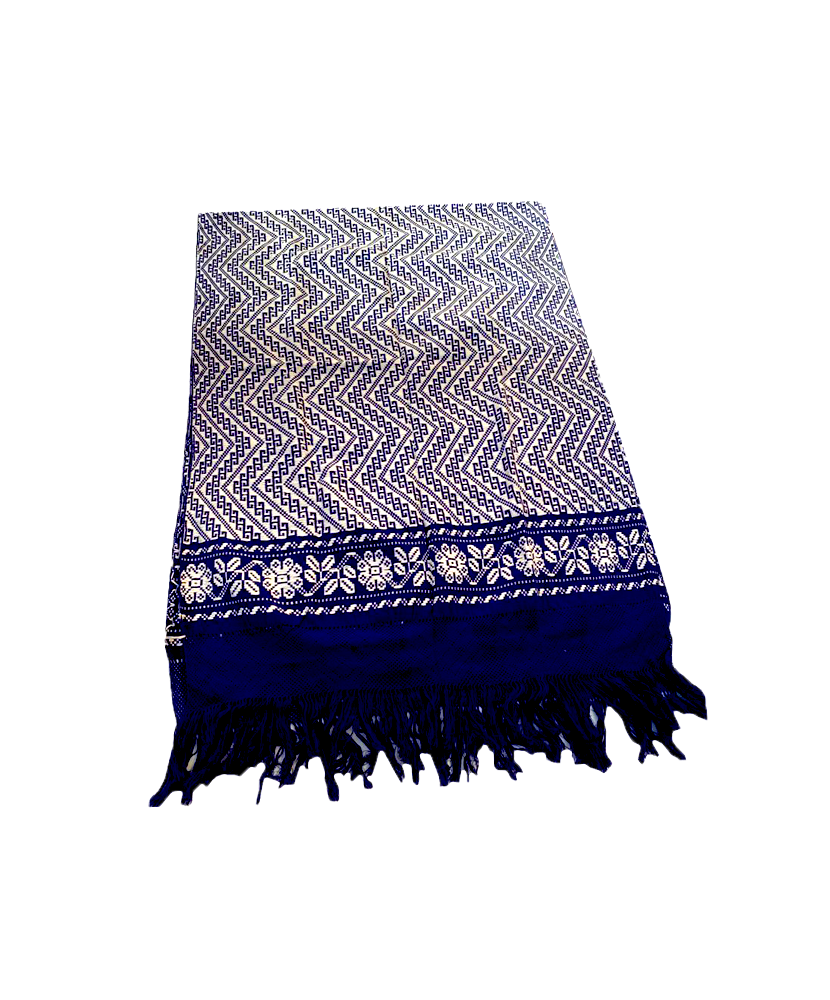 Rebozo algodón blanco con azul