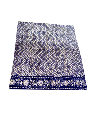 Rebozo algodón blanco con azul