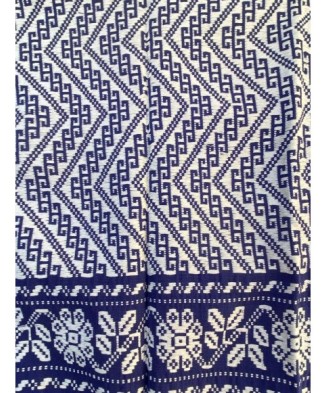 Rebozo algodón blanco con azul